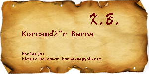 Korcsmár Barna névjegykártya