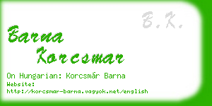 barna korcsmar business card